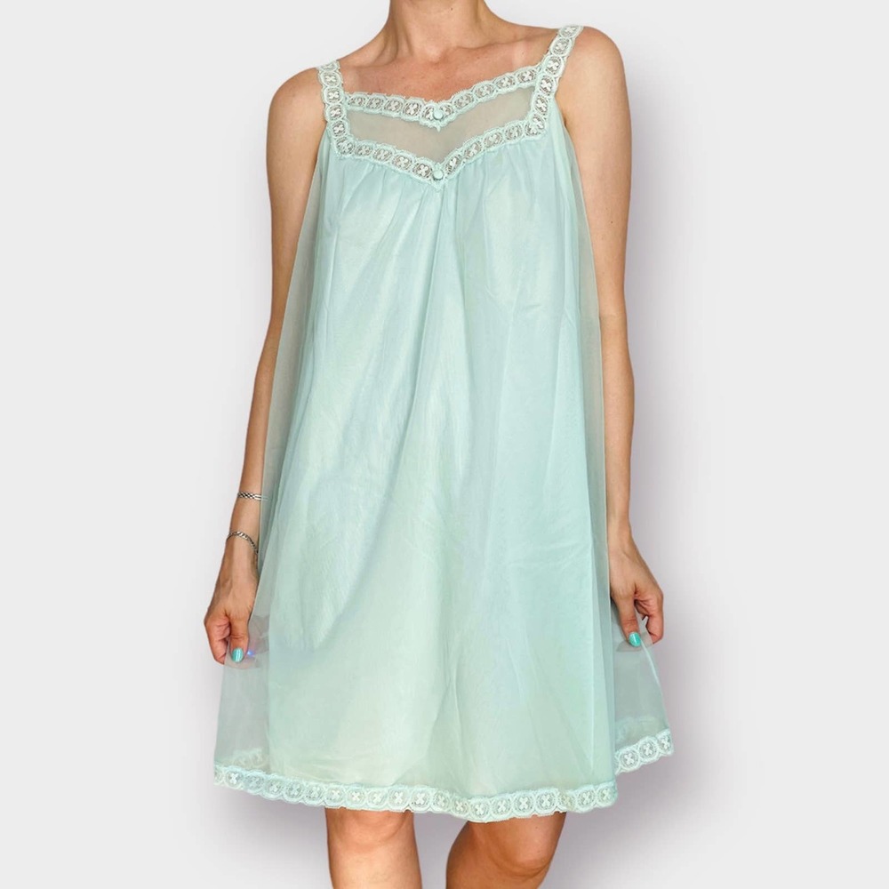 60s Vanity Fair‎ Seafoam Nightgown